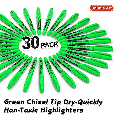 Shuttle Art Highlighters, 30 Pack Green Highlighters Bright Colors, Chisel Tip Dry-Quickly Non-Toxic Highlighter Markers for Adults Kids Highlighting in Home School Office - Image 2