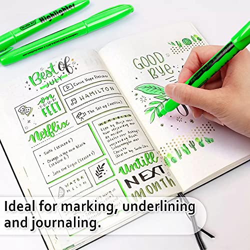 Shuttle Art Highlighters, 30 Pack Green Highlighters Bright Colors, Chisel Tip Dry-Quickly Non-Toxic Highlighter Markers for Adults Kids Highlighting in Home School Office - Image 5