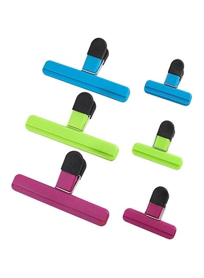 Heavy Duty Chip Bag Clips, Kitchen Food Bag Sealing Clips with Plastic Air Tight Seal Grip Assorted Colors for opened Snacks, Coffee and Candy Bags（3 Large  3 Small Size)