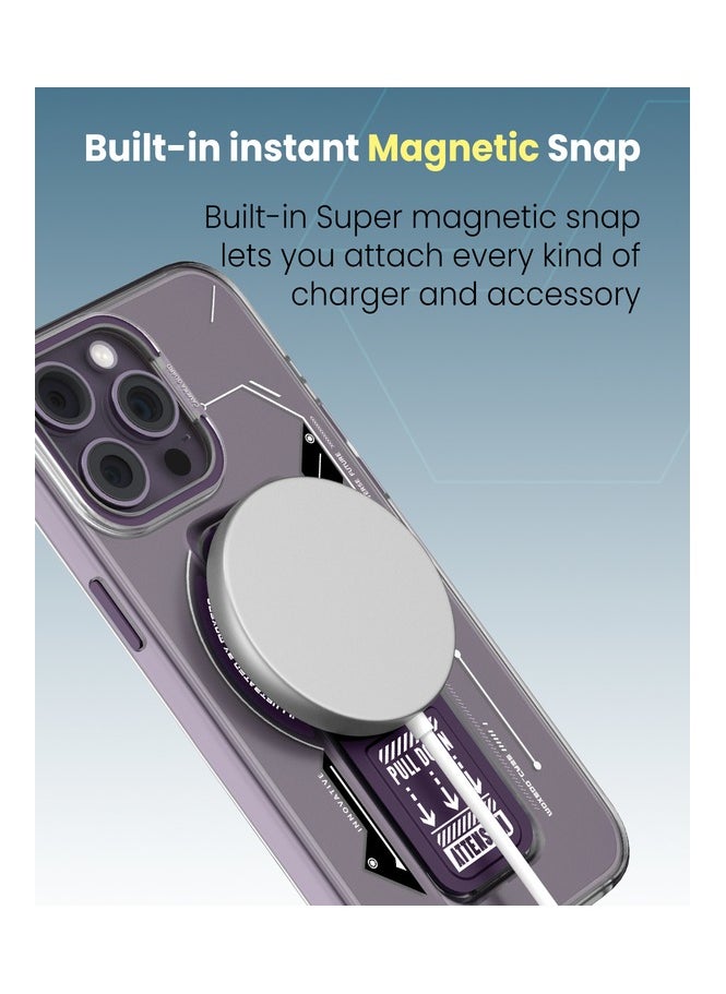 Moxedo Moxedo Magnetic Protective Case Scratch Resistant Drop Protection with Built-in Extendable Grip Stand Compatible for iPhone 14 Pro Max 6.7 inch - Purple  - Image 2