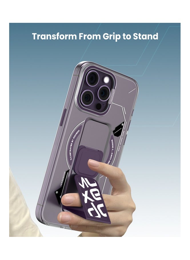 Moxedo Moxedo Magnetic Protective Case Scratch Resistant Drop Protection with Built-in Extendable Grip Stand Compatible for iPhone 14 Pro Max 6.7 inch - Purple  - Image 4
