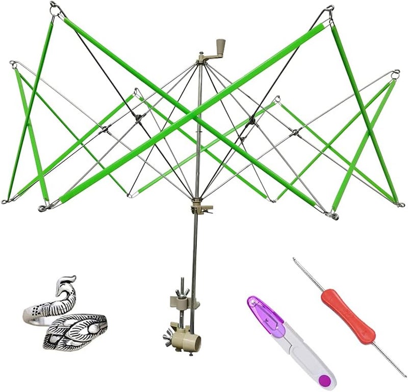 RRigo Yarn Swift Yarn Winder Yarn Ball Winder Knitting Yarn Holder for Skeins + 1 Pcs Scissors + 1PCS Adjustable Knitting Loop Crochet + 1PCS Crochet - Image 1