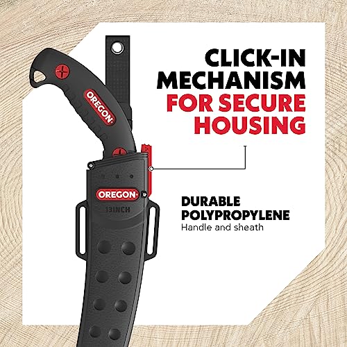 Oregon (600136) Curved Premium Japanese High-Carbon Steel Hand Saw, Rust Proof Forestry/Pruning/Cutting Tool, Curved Blade with Scabbard Safety Sheath,Red,13" - Image 4