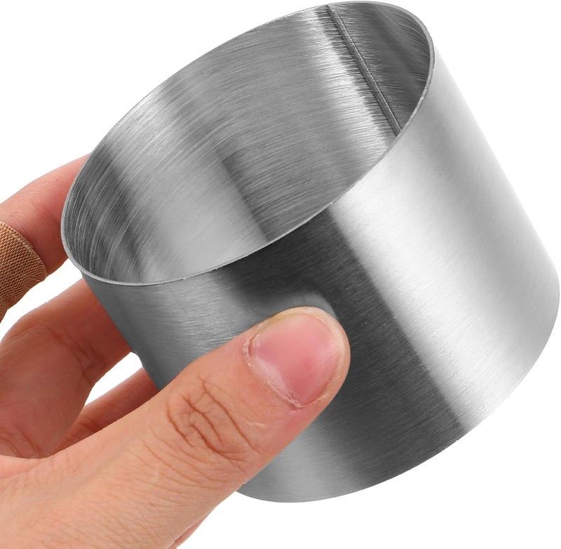 2pcs Stainless Steel round Food Molding Rings with Pushers, Medium Cold Dish Plating Molds for Kitchen Cooking and DIY Desserts, Multi-functional Rice Ball and Cake Ring Tools - Image 4