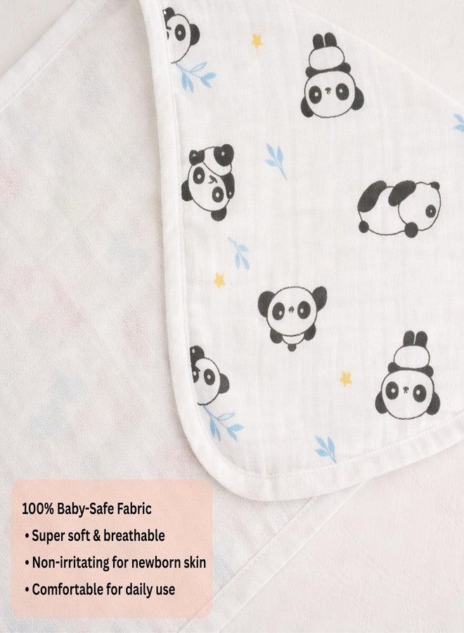 Nestlooms 100% Organic Cotton Muslin Baby Burp Cloths (21 X 10 inches), Ultra-Soft, Extra Absorbent & Hankies & Napkins, Large Size Burping Cloth for Newborns & Infants Boys & Girls (Peek-a-Panda) - Image 2