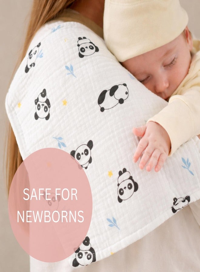 Nestlooms 100% Organic Cotton Muslin Baby Burp Cloths (21 X 10 inches), Ultra-Soft, Extra Absorbent & Hankies & Napkins, Large Size Burping Cloth for Newborns & Infants Boys & Girls (Peek-a-Panda) - Image 3