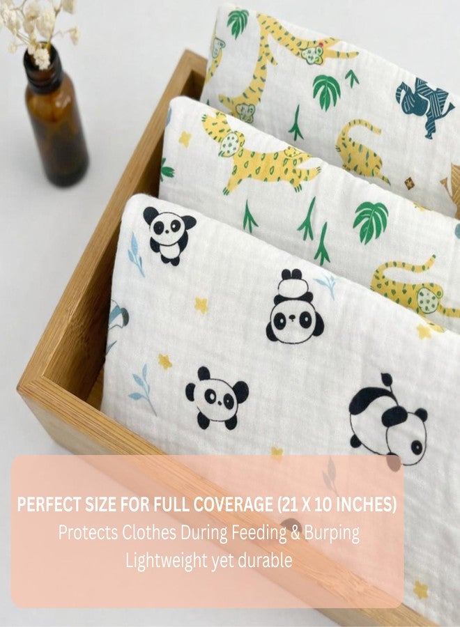 Nestlooms 100% Organic Cotton Muslin Baby Burp Cloths (21 X 10 inches), Ultra-Soft, Extra Absorbent & Hankies & Napkins, Large Size Burping Cloth for Newborns & Infants Boys & Girls (Peek-a-Panda) - Image 5