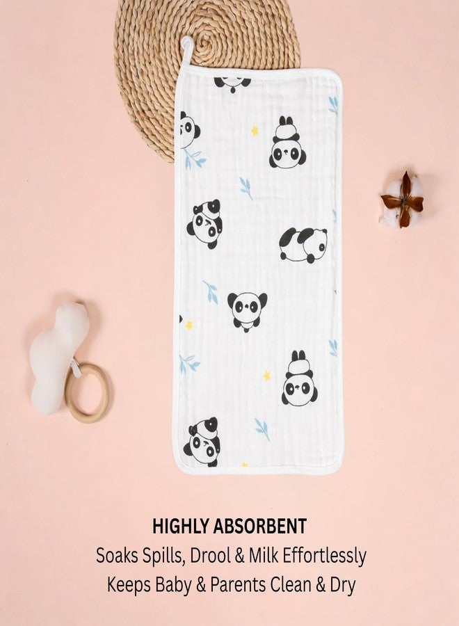 Nestlooms 100% Organic Cotton Muslin Baby Burp Cloths (21 X 10 inches), Ultra-Soft, Extra Absorbent & Hankies & Napkins, Large Size Burping Cloth for Newborns & Infants Boys & Girls (Peek-a-Panda) - Image 4