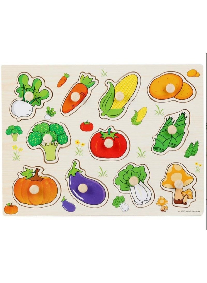 Montessori Toy Wooden Shape Peg Puzzles Montessori Baby Puzzle Geometric Shape Puzzle with Board Knob Preschool Wooden Puzzles for Toddlers 1-3 Year Old - Image 2