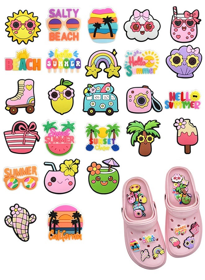 25PCS Cute Summer Shoe Charms for Croc Charms, Cartoon PVC Shoe Charms Decoration for Kids Boys Girls Men Women Party Birthday Gifts Clog Decoration Cartoon Anime Charms Shoe Accessories - Image 1