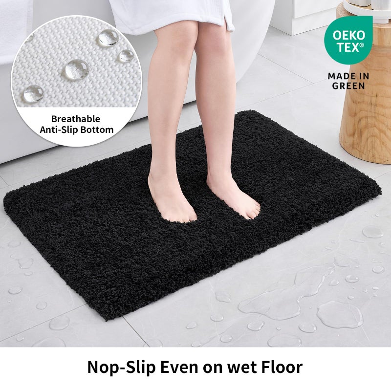 Disolla Black Bathroom Rug 17x24 - Non-Slip Plush Small Bath Mat, Highly Absorbent & Ultra Soft Fluffy Floor Mat, Machine Washable for Shower and Tub - Image 3