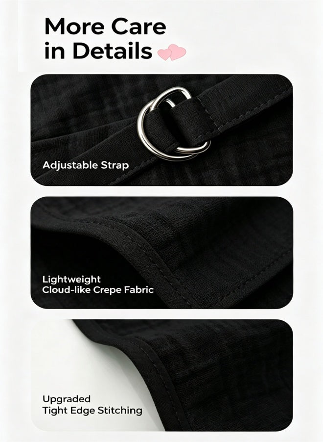 Razia 100% Cotton Nursing Cover, Breathable Breastfeeding Apron, Adjustable Neck Strap Privacy Cover for Outdoor Public Feeding, Multi-use Soft Nursing Shawl for Mom,Black - Image 3