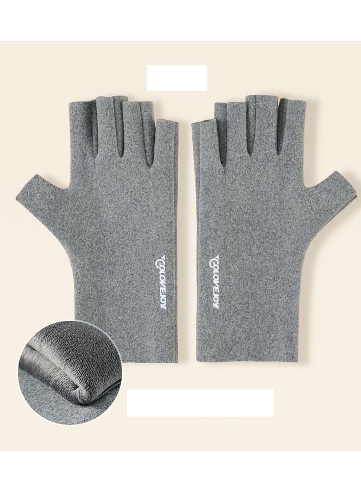 Golovejoy Thin Windproof And Cold Proof Warm Leaky Finger Lady Gloves