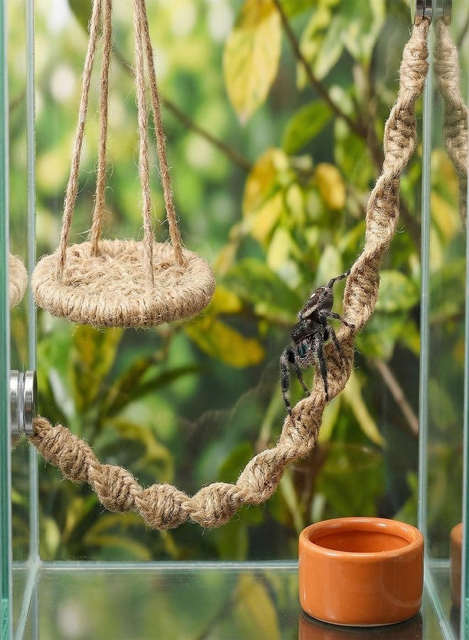 Psiriol Jumping Spider Rope Bridge Swings, Jumping-Spiders Swing Rest and Play Platform, Magnetic Mounting Jumping Spiders Climbing Rope, Spider Decor Accessories for Tiny Animal Enclosure Decorations (Brown) - Image 5