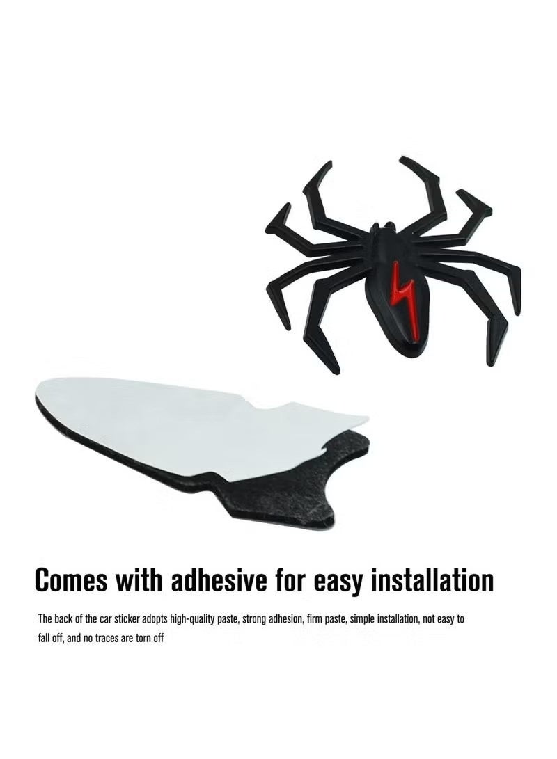 Uliova 4pcs 3D Metal Spider Car Emblem Sticker, Black Chrome Badge Decal, Self Adhesive Vehicle Decoration Sticker for Car Motorcycle - Image 4