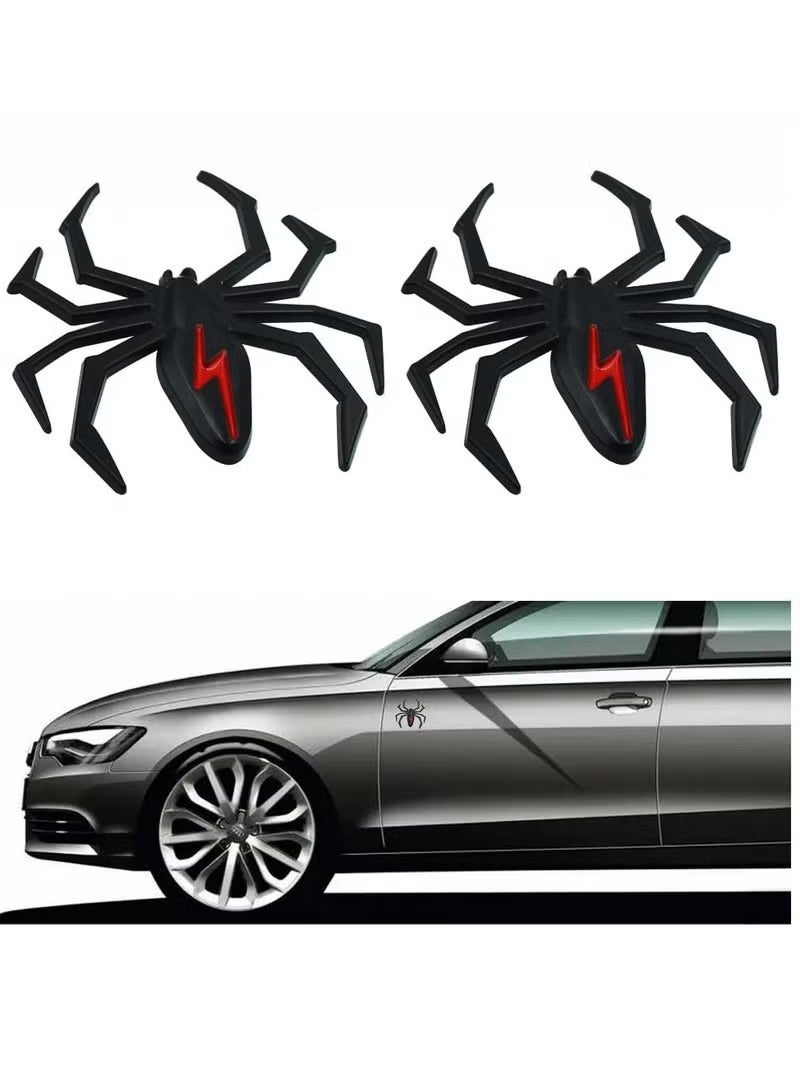 Uliova 4pcs 3D Metal Spider Car Emblem Sticker, Black Chrome Badge Decal, Self Adhesive Vehicle Decoration Sticker for Car Motorcycle - Image 3