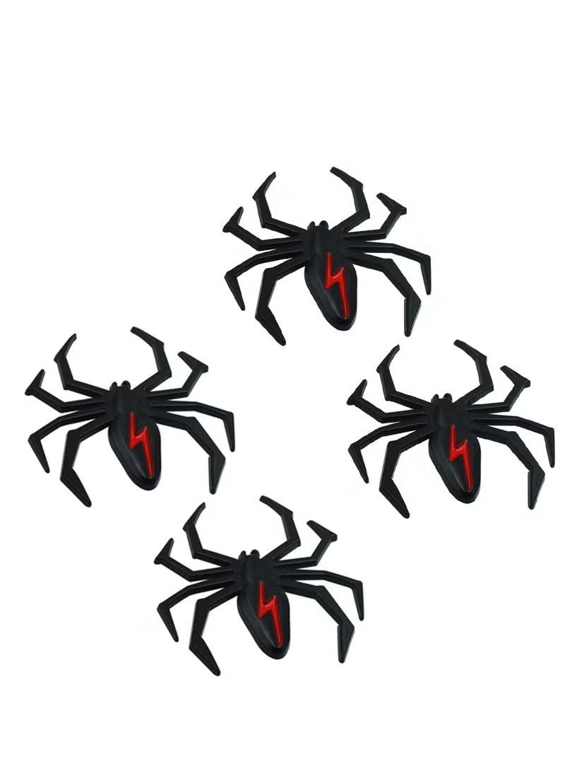 Uliova 4pcs 3D Metal Spider Car Emblem Sticker, Black Chrome Badge Decal, Self Adhesive Vehicle Decoration Sticker for Car Motorcycle - Image 1