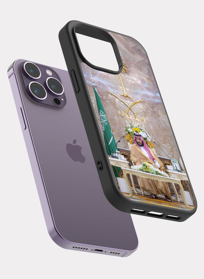 بكسلات كفر ايفون 14 برو ماكس الأمير محمد ابن سلمان بيج ذهبي - Image 2