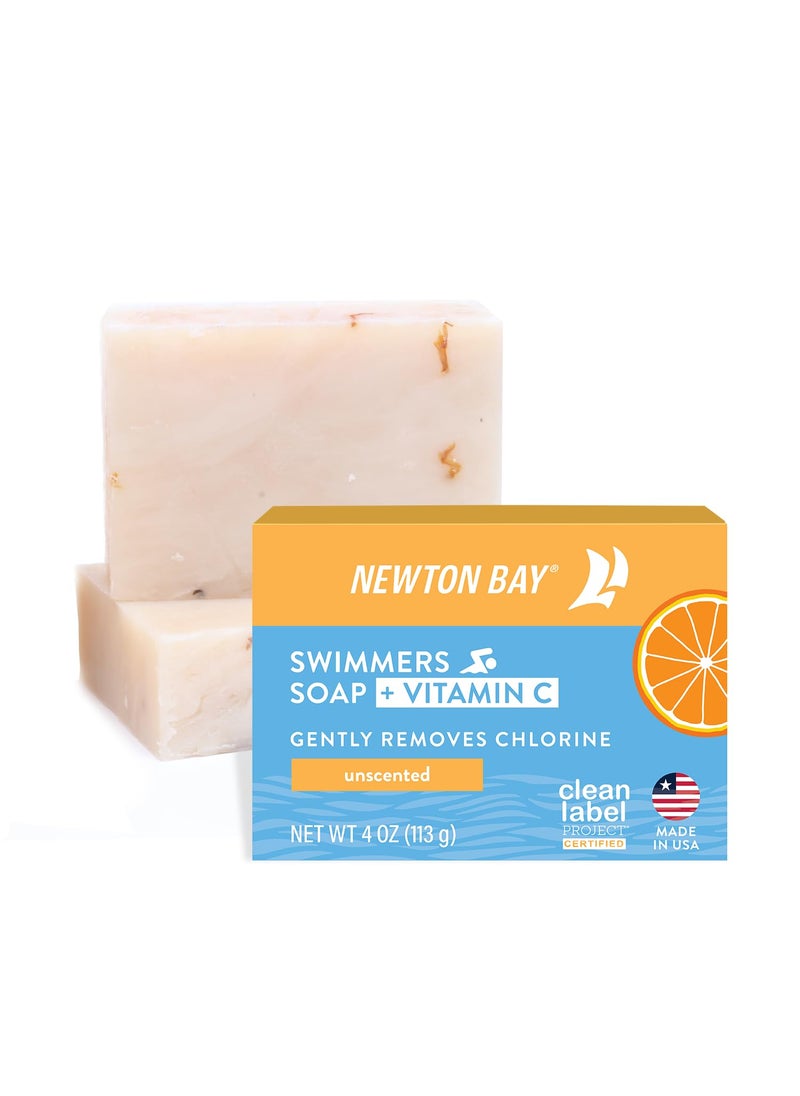 newton bay - Swimmers Soap  Vitamin C  All Natural Body and Face Wash Soap Bar  Neutralizes and Washes Away Chlorine After Swimming  Revitalizes Sensitive Skin  2Pack of 4 Ounce Soap Bars - Image 1