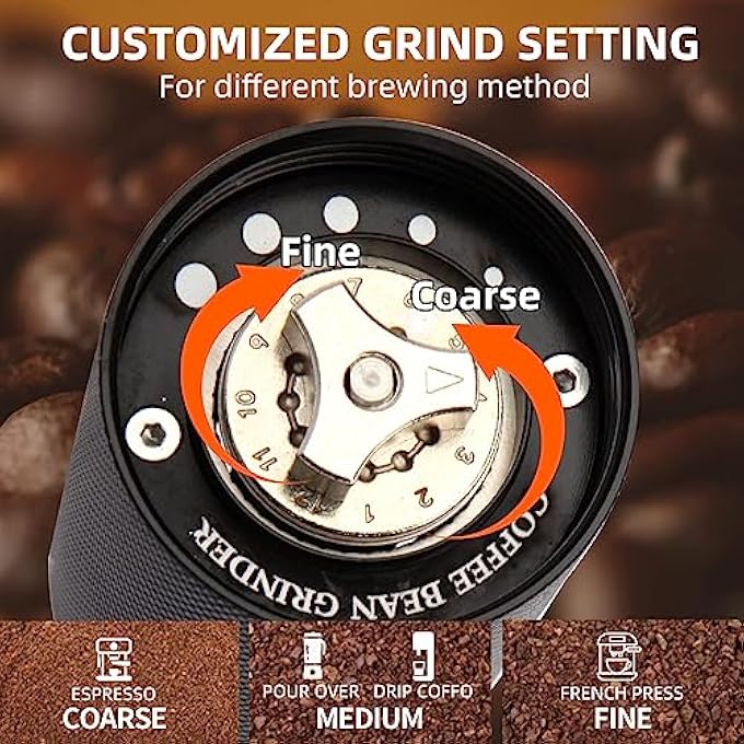 KASTWAVE Portable Manual Coffee Grinder With Conical Burr For Precise And Uniform Grinding Ideal For Home Office Travel And Camping - Image 3