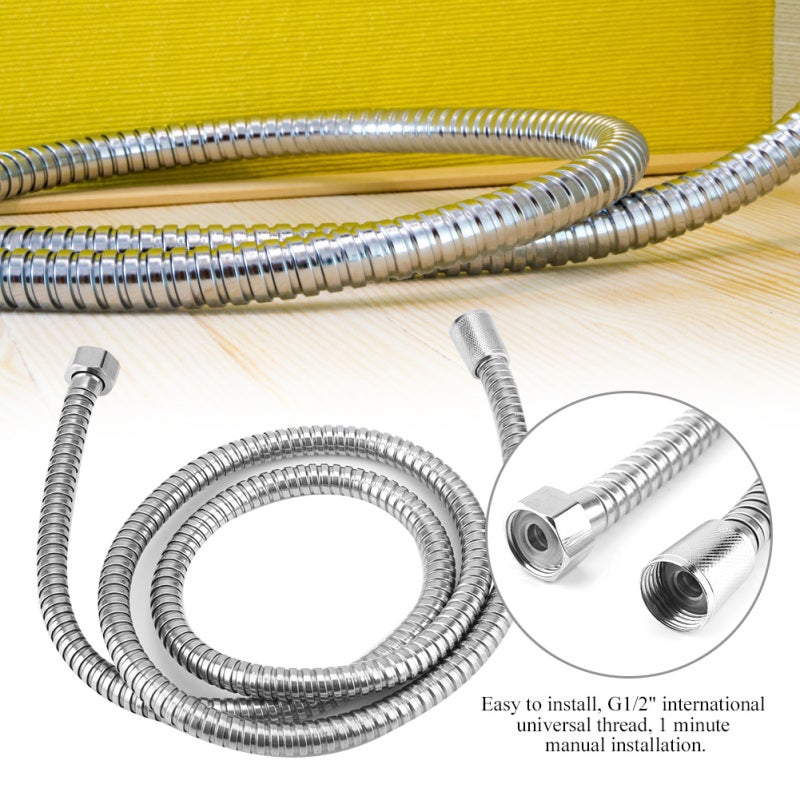 Stainless Steel Shower Hose 201 Stainless Steel Braided Tube Anti-Corrosion Flexible Shower Hose - Explosion-Proof Anti-Stretching Universal Thread Shower Hose for Home Bathroom Use - Image 2