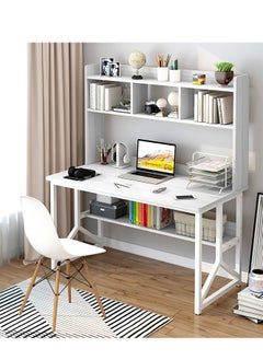 ZUIHAO Writing Study Table with Bookshelf Home Office Computer Desk for PC Laptop 120 L 60 W 141.5 H cm WHITE  - Image 1