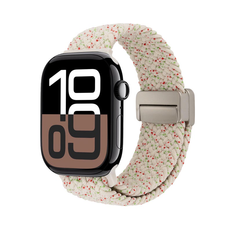 إيروريكس لساعة Apple Watch 42 مم / 41 مم / 40 مم / 38 مم حزام ساعة مغناطيسي منسوج (لون Starlight) - Image 2