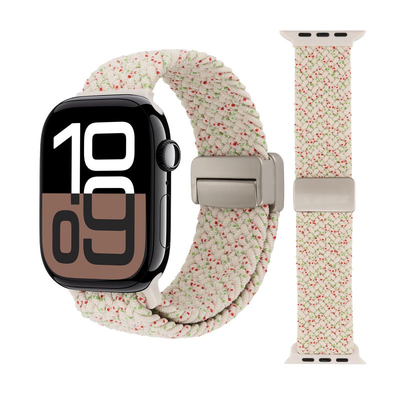 إيروريكس لساعة Apple Watch 42 مم / 41 مم / 40 مم / 38 مم حزام ساعة مغناطيسي منسوج (لون Starlight) - Image 1