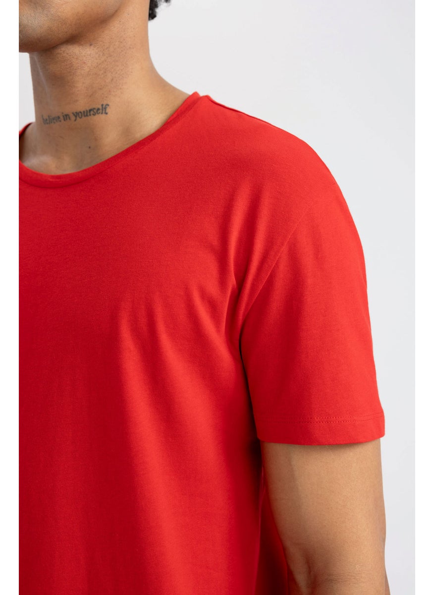 Man DeFactoFit Standard Fit Crew Neck Crest Printed Printed T