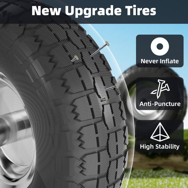 Iococee ã€UPGRADEDã€‘4.10/3.50-4 Tire and Wheel Flat Free, 10 Inch Solid Rubber Tire with 5/8â€Axle Bore Hole and Double Sealed Bearings, for Dolly Wheels/Hand Truck Wheels/Dump Cartï¼Œ4 Pack - Image 5