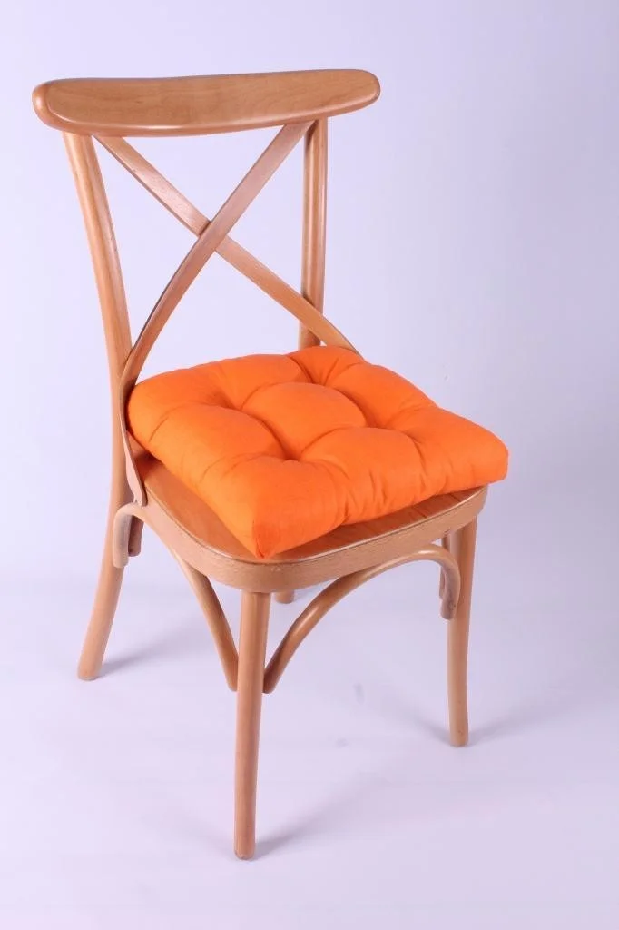 Altın Pamuk Golden Cotton Lina Pofidik Orange Chair Cushion Special Stitched Laced 40X40CM