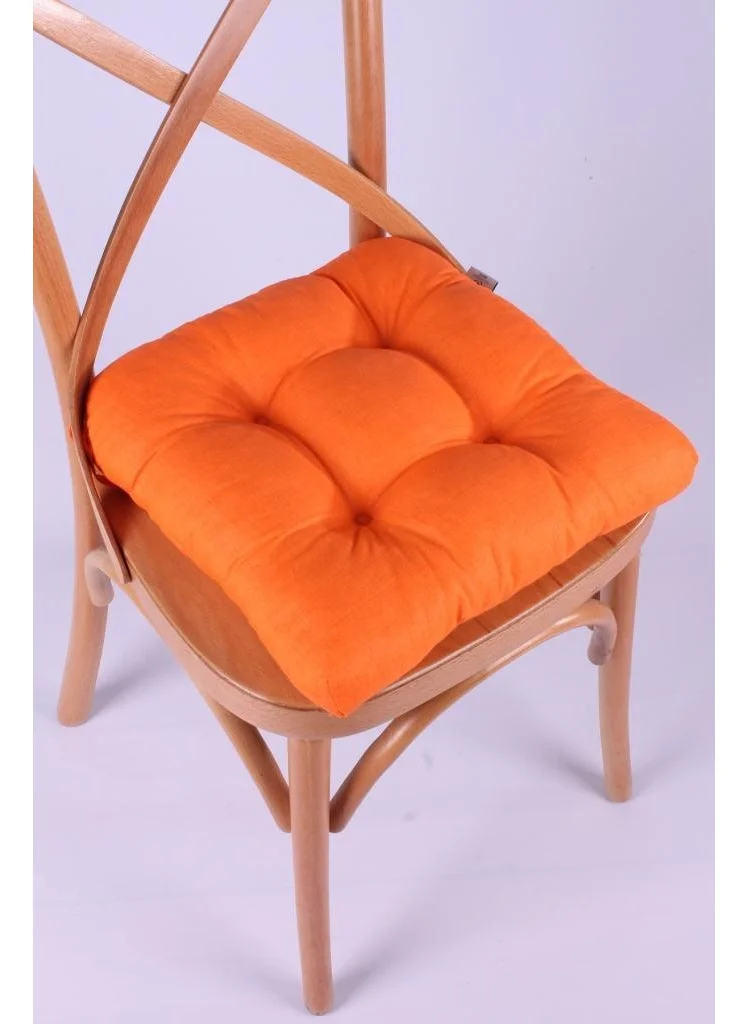 Altın Pamuk Golden Cotton Lina Pofidik Orange Chair Cushion Special Stitched Laced 40X40CM