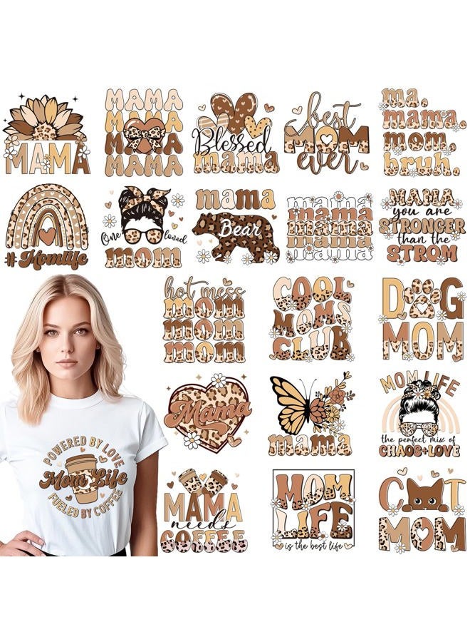 Dazoratix Mother's Day Transfer Stickers - 20 Sheets Mama Iron on Transfers Ready to Press Heat Patches Vinyl DTF Decals for T Shirts Clothes DIY Crafts Women Clothing Bag Appliques Pillow Decorations - Image 1