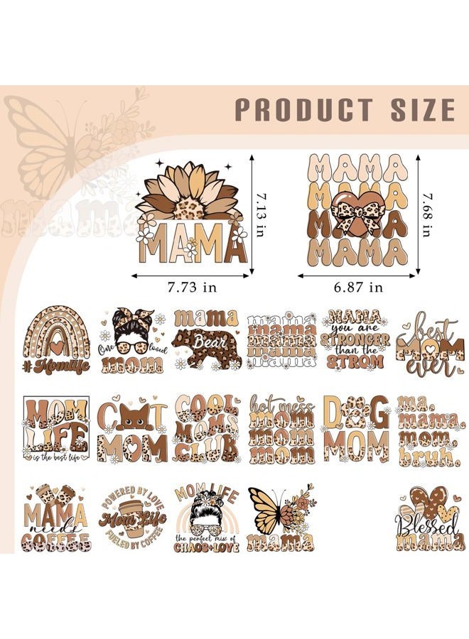 Dazoratix Mother's Day Transfer Stickers - 20 Sheets Mama Iron on Transfers Ready to Press Heat Patches Vinyl DTF Decals for T Shirts Clothes DIY Crafts Women Clothing Bag Appliques Pillow Decorations - Image 2