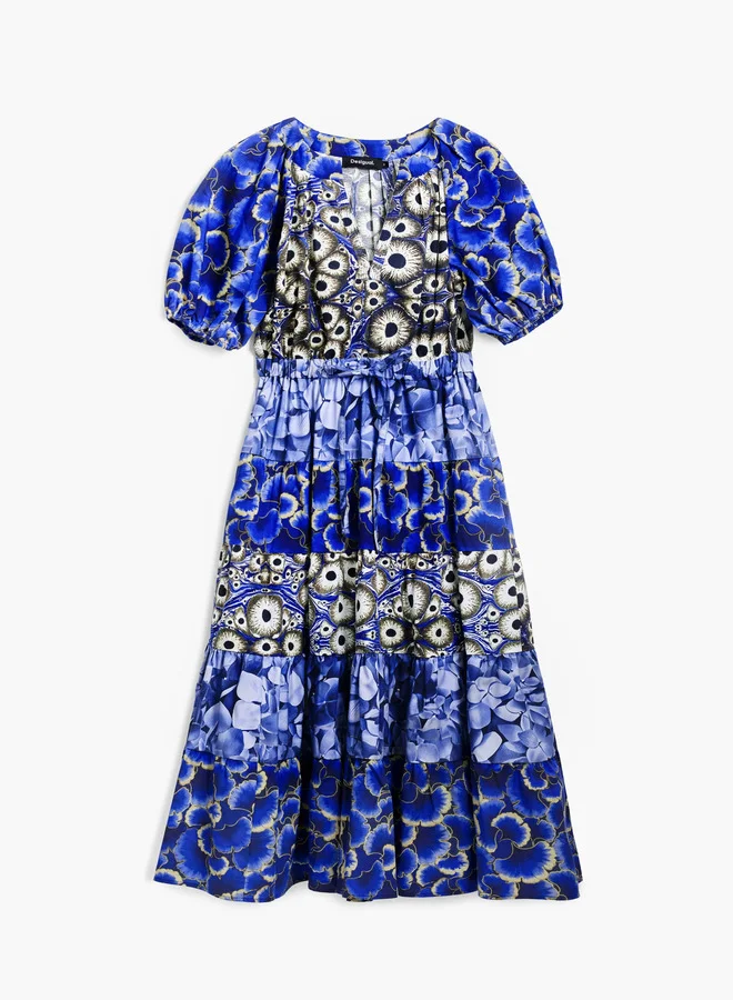 DESIGUAL Floral Print Midi Dress