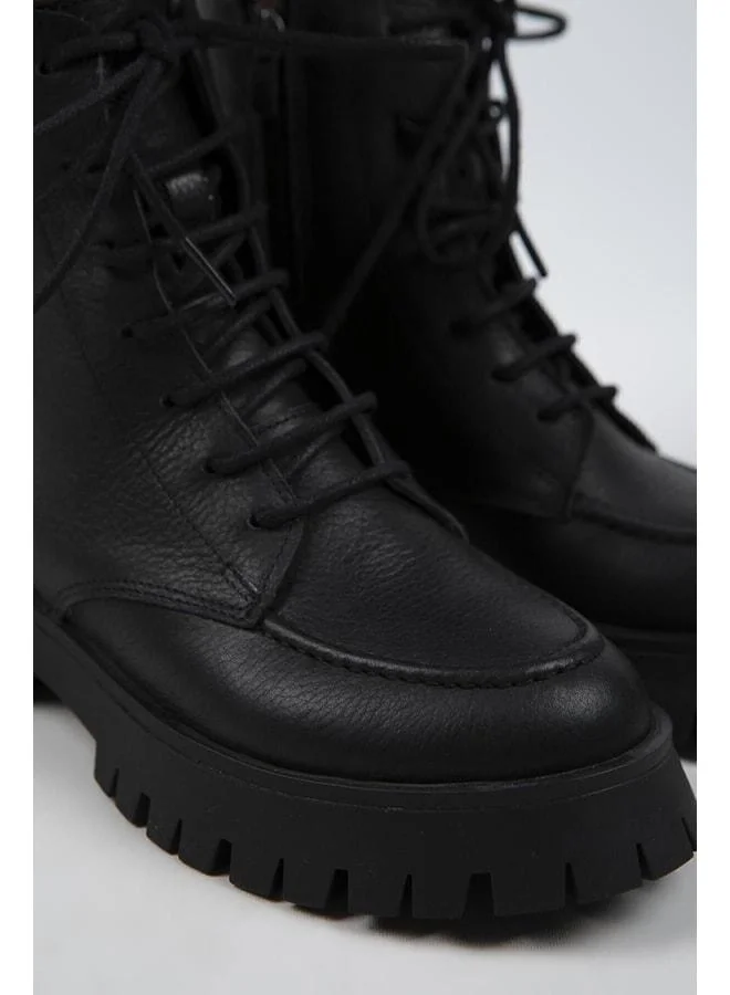 Manijero  Jemima Women's Genuine Leather Lace-up Zip Black Boot for Women | Best Price UAE