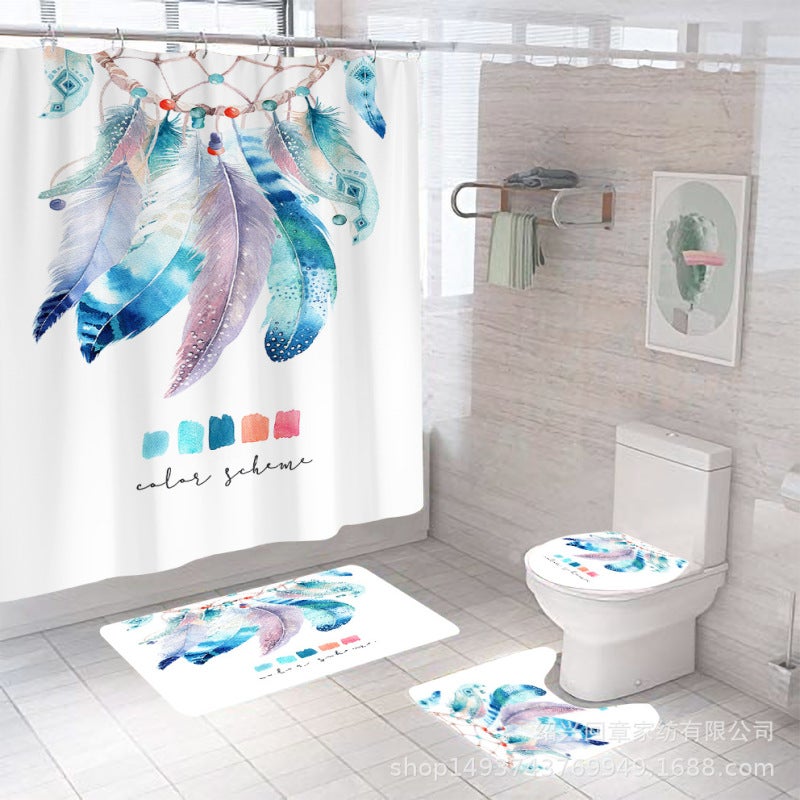 Waterproof Shower Curtain 180x200cm White - Mildew Resistant Digital Print Floral Curtain for Home Bathroom Shower Bathtub Partition - Image 5