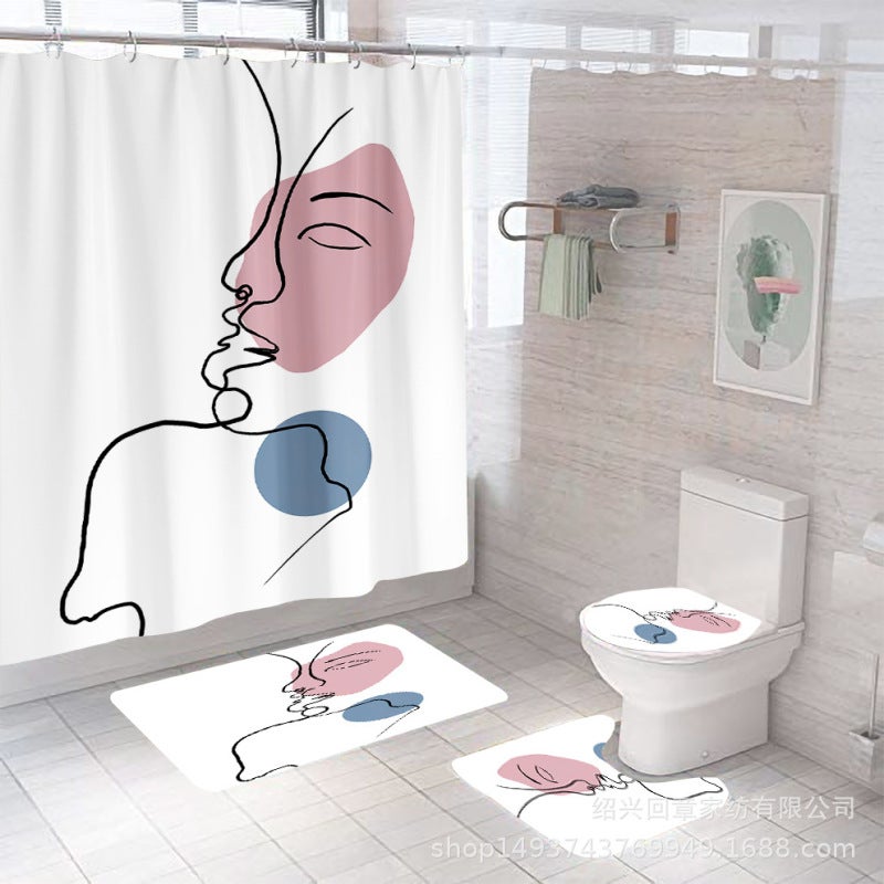 Waterproof Shower Curtain 180x200cm White - Mildew Resistant Digital Print Floral Curtain for Home Bathroom Shower Bathtub Partition - Image 1