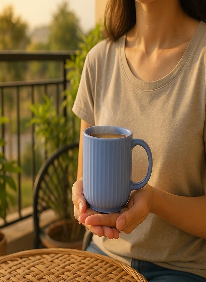 KITTENS Ceramic Coffee Mug Set of 2 - 300ml - Pastel Blue Handcrafted Mugs with Vertical Line Pattern - Microwave & Dishwasher Safe - Minimalist Design for Tea, Coffee, Office & Gifting - Image 3