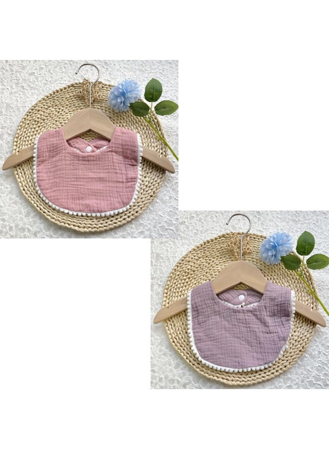 Muslin Baby Bandana Drool Bibs with Pom Pom Trim, 8 Pack, Unisex, 0-36 Months - Image 2