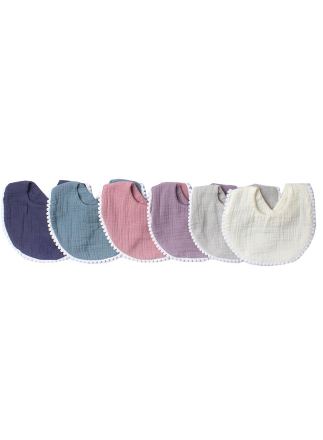 Muslin Baby Bandana Drool Bibs with Pom Pom Trim, 8 Pack, Unisex, 0-36 Months - Image 1