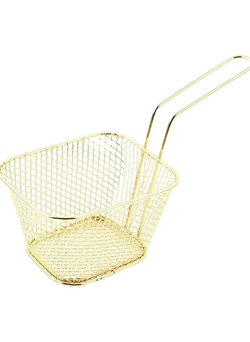 LIMITLESS Square Fry Basket for French Fries and Snacks Strain Excess Oil Effortlessly fry basket Stainless Steel Basket Food Display Strainers Chef Colander Tools Pasta Strainer (Gold)  - Image 1