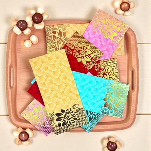 KRIWIN Pack of 80 Shagun Rectangle Shape Sagan Gift Envelopes for Weddings, Birthdays, Baby Shower, Anniversary (Pink, Mustard, Red & Beige) - Image 5