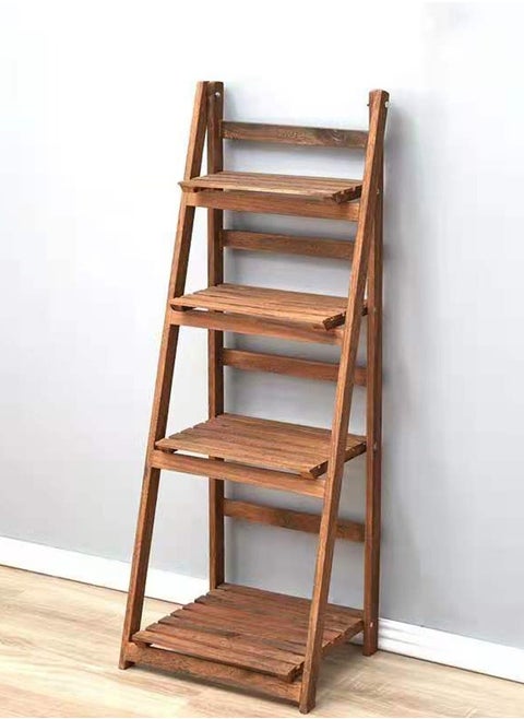 Wooden Foldable Flower Stand Rack Bathroom Stand Brown 42x112x32.5cm