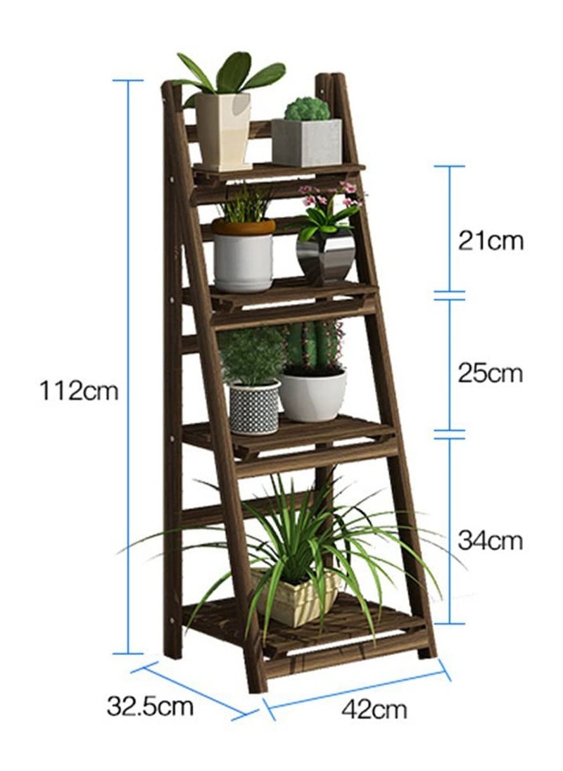Wooden Foldable Flower Stand Rack Bathroom Stand Brown 42x112x32.5cm