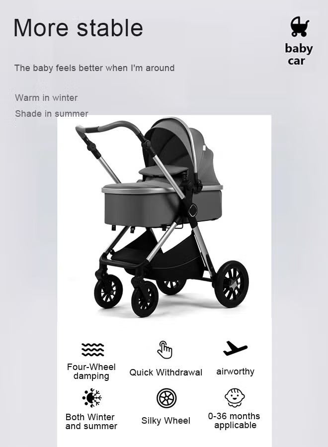 كيديليو عربة أطفال قابلة للتحويل 3 في 1 مع وضع سرير الأطفال - عربة أطفال قابلة للطي لاستكشاف المزيد مع العائلة - عربة أطفال صغيرة مع مقعد عربة قابل للعكس - Image 4