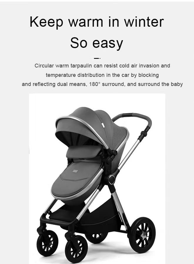 كيديليو عربة أطفال قابلة للتحويل 3 في 1 مع وضع سرير الأطفال - عربة أطفال قابلة للطي لاستكشاف المزيد مع العائلة - عربة أطفال صغيرة مع مقعد عربة قابل للعكس - Image 3