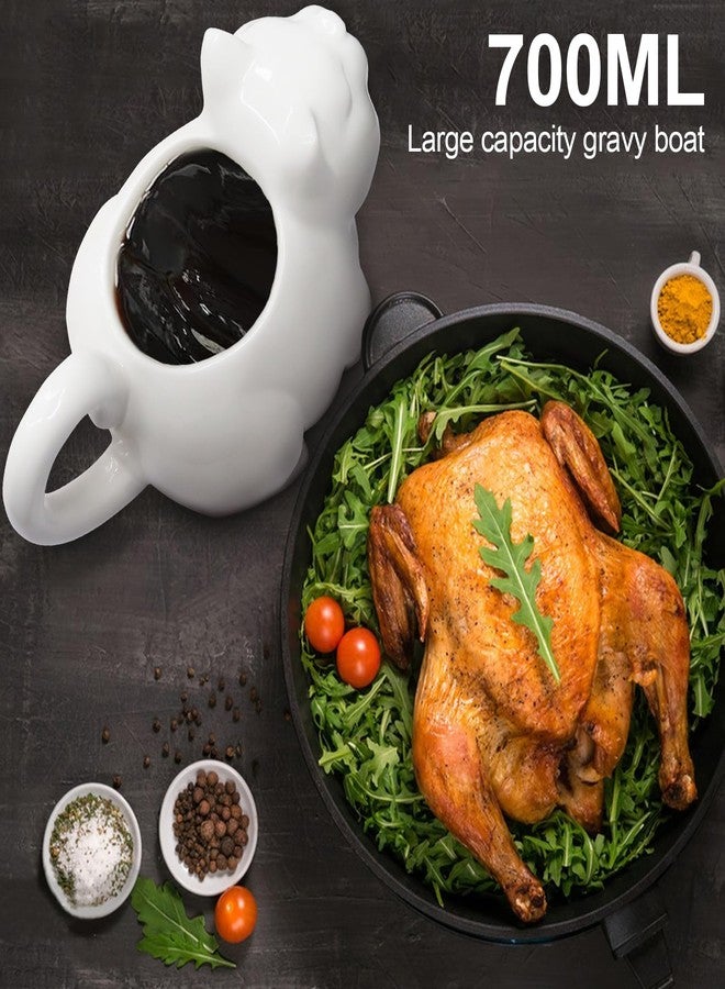 RAISLY Ceramic Gravy Boat, 23oz Cute Cat Sauce Jug with Smooth Handle - Perfect for Salad Dressing, Broth, Cream, Milk - Unique Artwork for Your Kitchen - Image 2