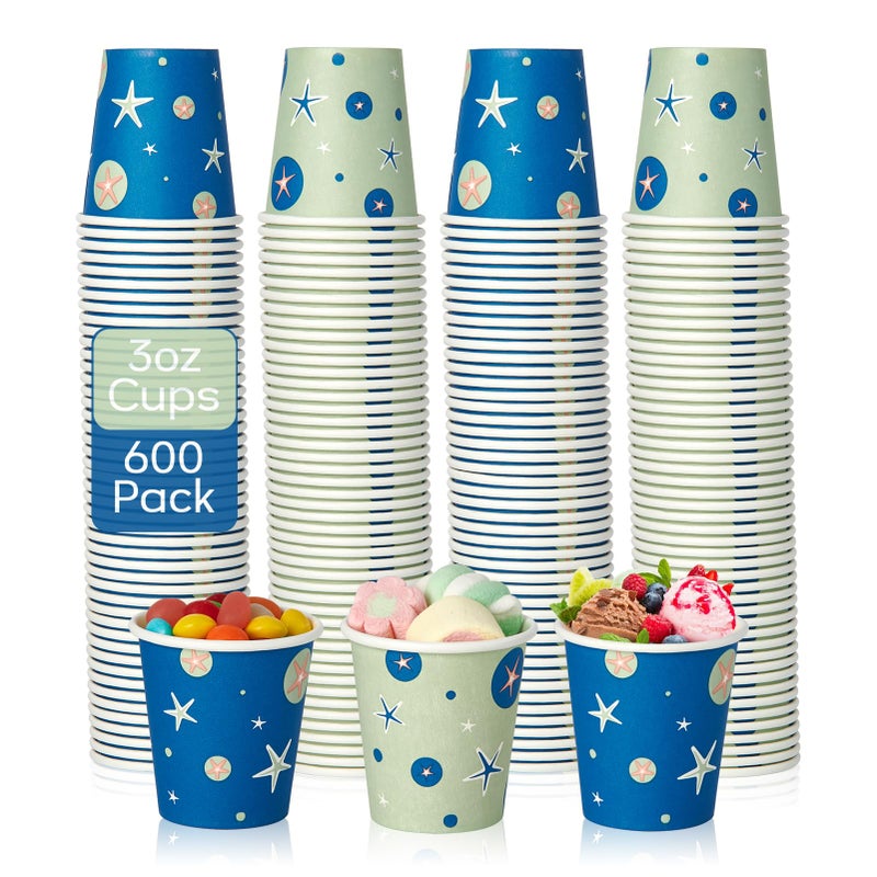 TV TOPVALUE 600 Pack 3 oz Paper Cups Disposable Mini Cups for Mouthwash Espresso Snack Used for Bathroom Party Picnic Travel and Events