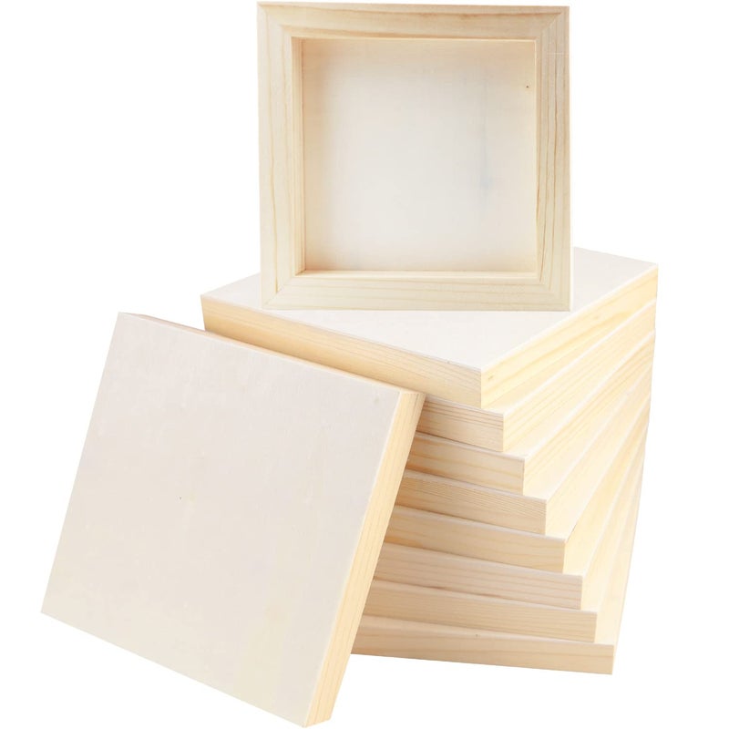 FSWCCK 10 Pcs 6x6 Wood Panel Boards, Unfinished Wood Canvas Wooden for Crafts, Painting Canvas, DIY Art Projects, Pouring, Arts Use with Oils, Acrylics - Image 1